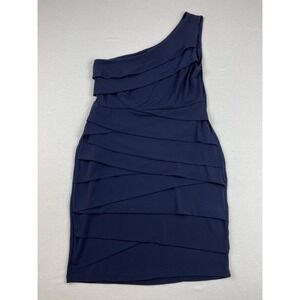 Valerie Bertinelli Women's Navy Asymmetrical Cocktail Dress‎ Size 4 Layered